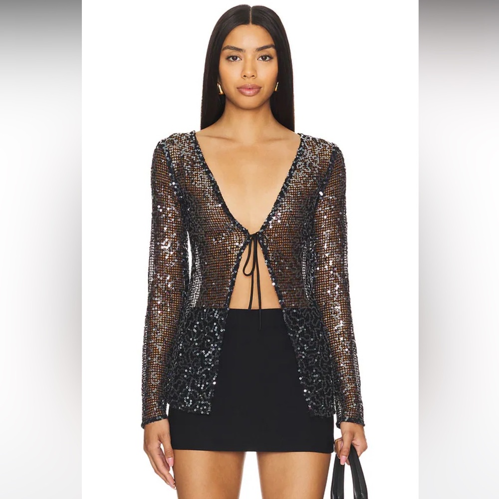 Elegant Black Sequin Women's Top